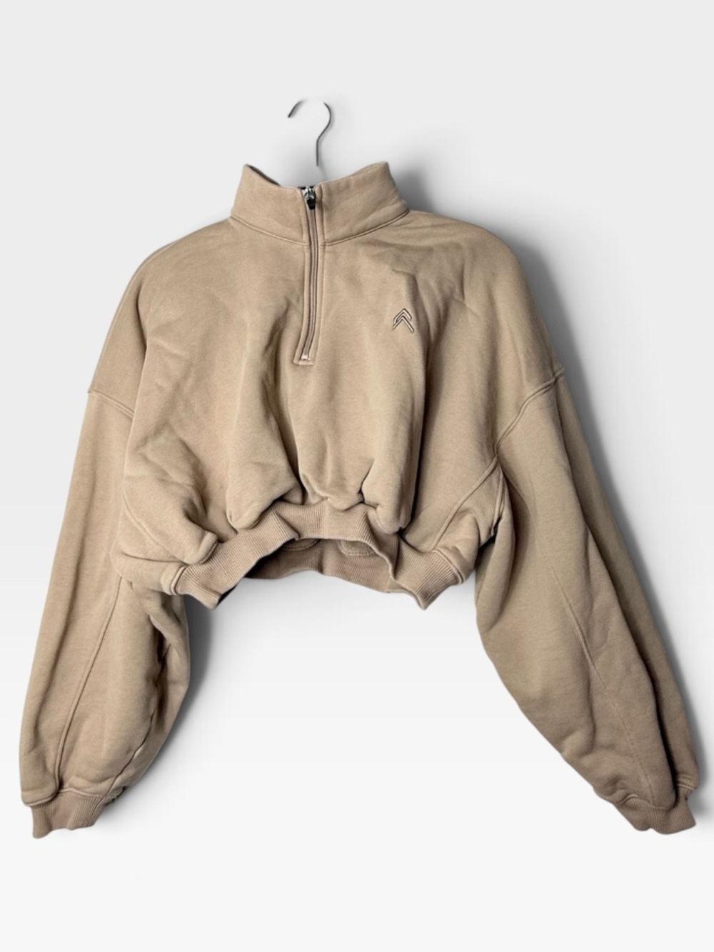 Oner Active Crop 1/4 Zip Sweatshirt and Sweatpants Set Women's Size M/L Tan (D)